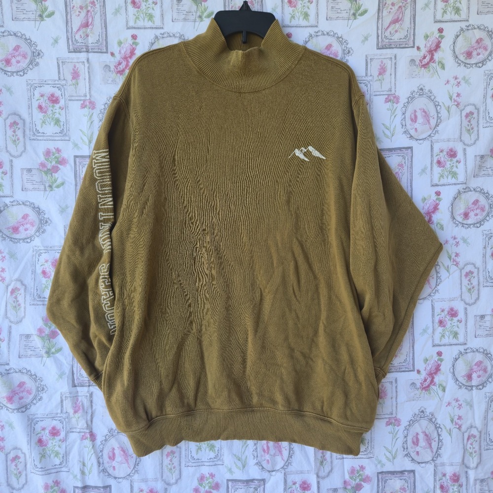 Aerie Mountain Season Mock Neck Sweatshirt Burnt Mustard Yellow Oversized Small‎
